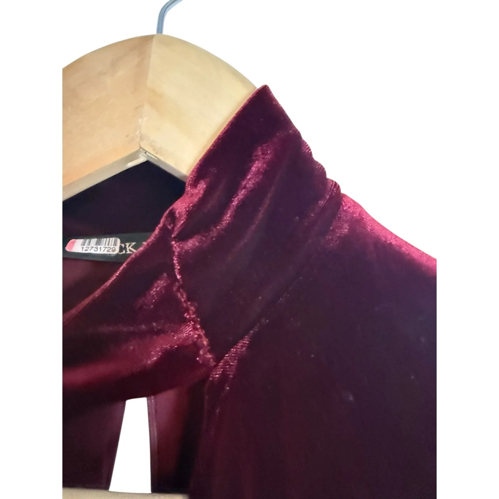 Black Halo Dark Red Velvet Ruby Bishop Long Sleeve Tie Neck Midi Dress Size 2 - Image 11