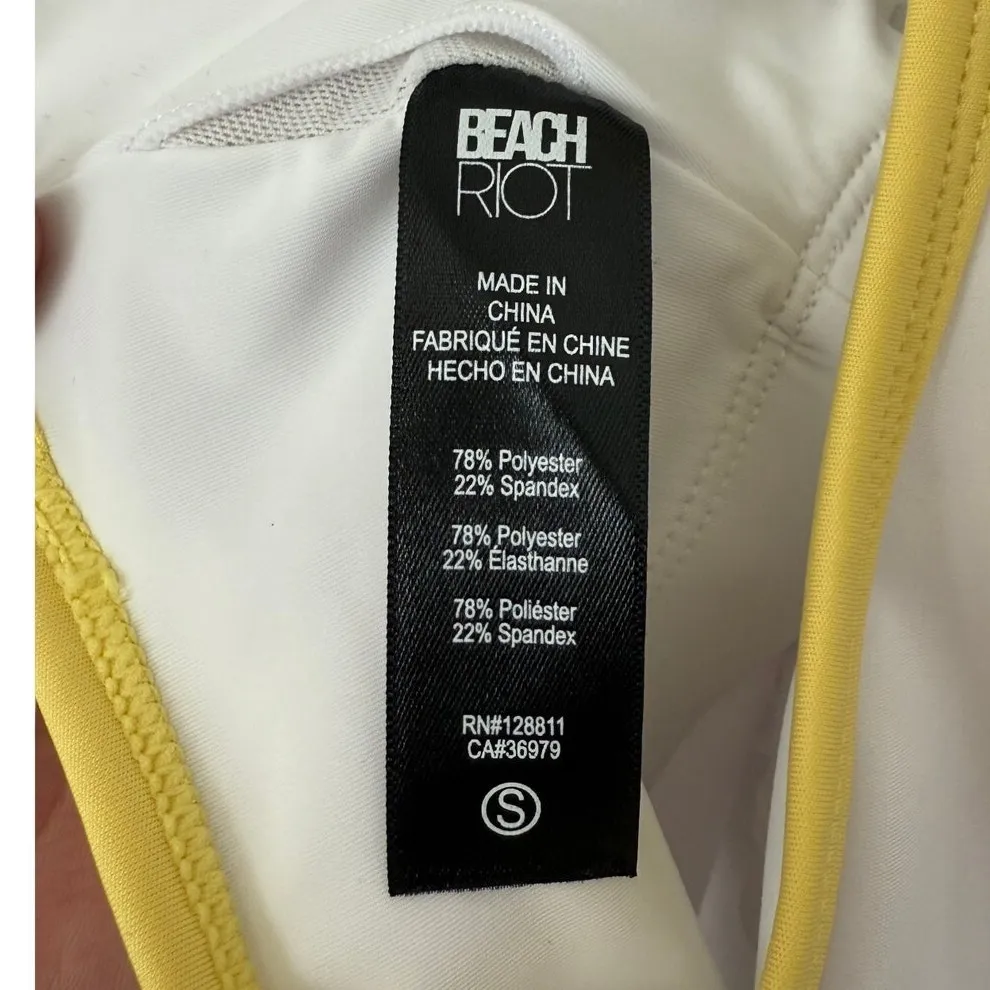 Beach Riot Yara Active Padded Racerback Sports Tank Top White/Yellow - Small - Image 5