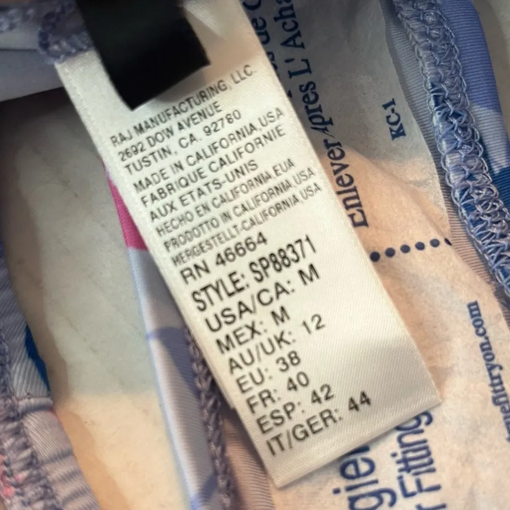 Splendid Floral Flurry Tie-Front Bikini Bottom High Leg Pant Sz M NWT Blue Pink - Image 13