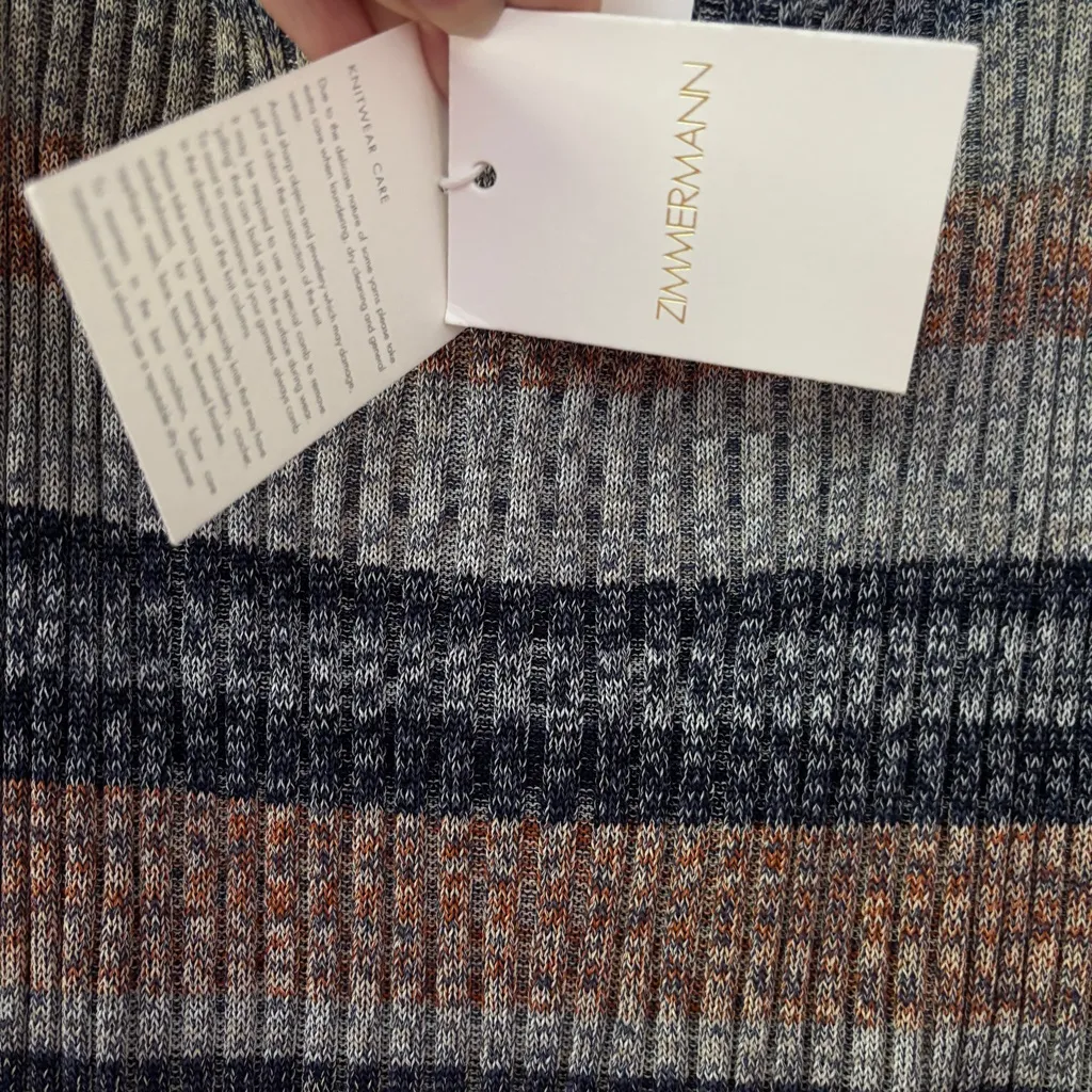 Zimmerman Wonderland‎ Melange Knit Midi Skirt Size 1 US Size 2 Sz 4 Denim Stripe - Image 11