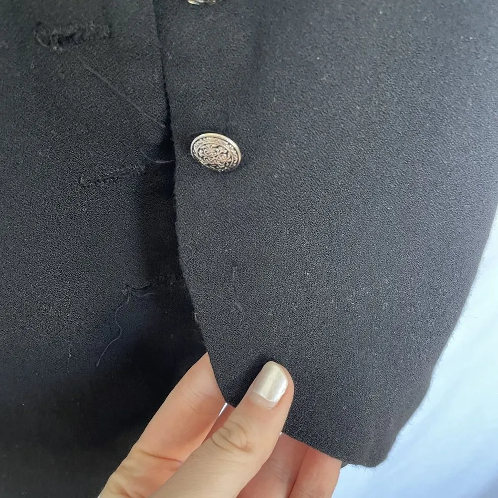 The Limited Vintage Black Suspender Dress Silver Button Accents Size 6 Wool Rayo - Image 4