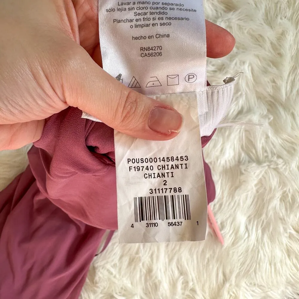 David's Bridal Bridesmaid Dress F19740 Chianti 2 High Low Hemline - Image 7