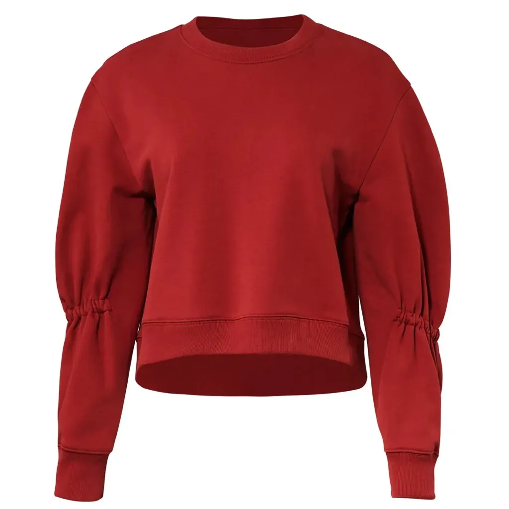 Tibi NEW Sculpted Sleeve Sweatshirt Dark Red - Image 8