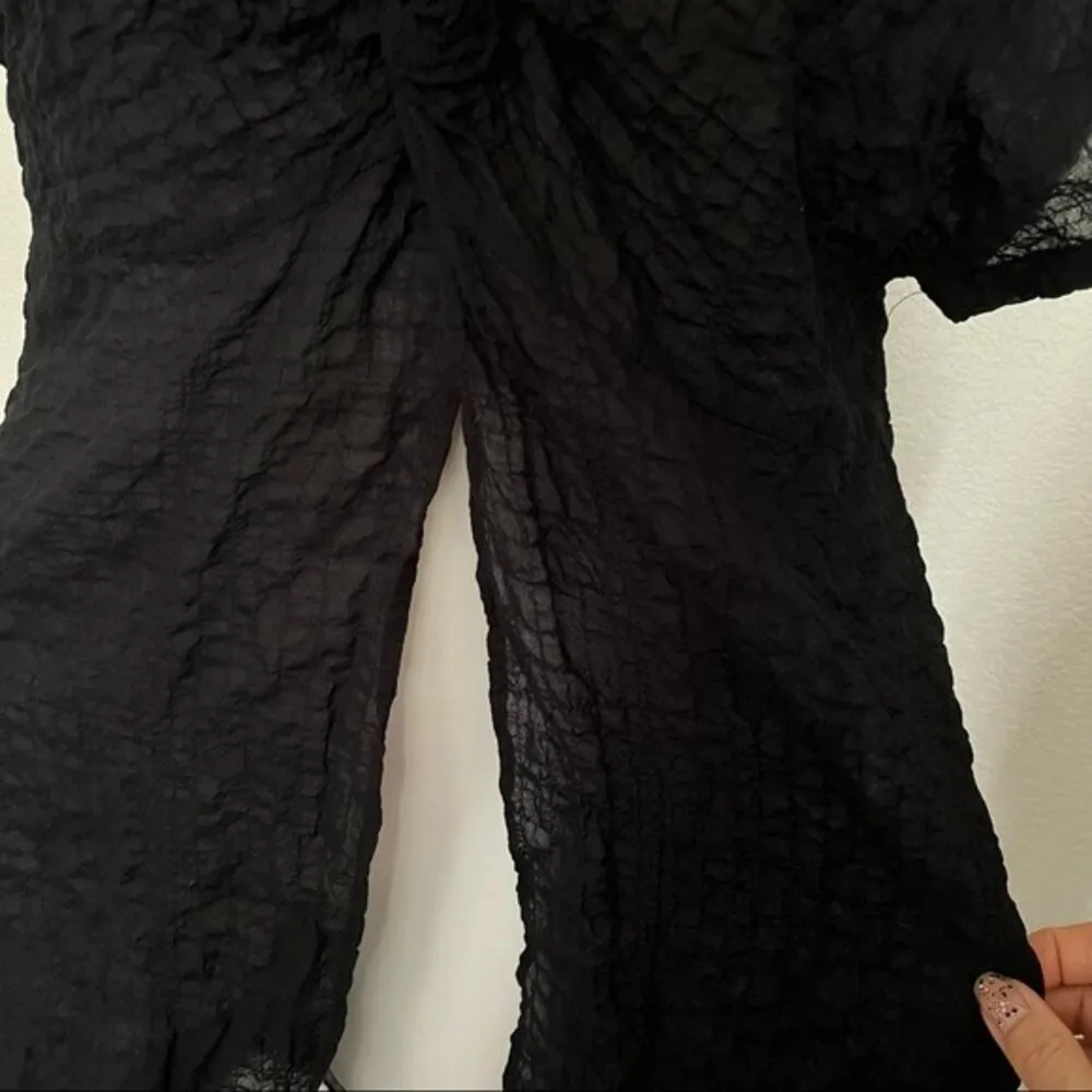 ZARA Z1975 Black Denim Open Front Tunic Semi Sheer Cover Up Size Large NEW - Image 10