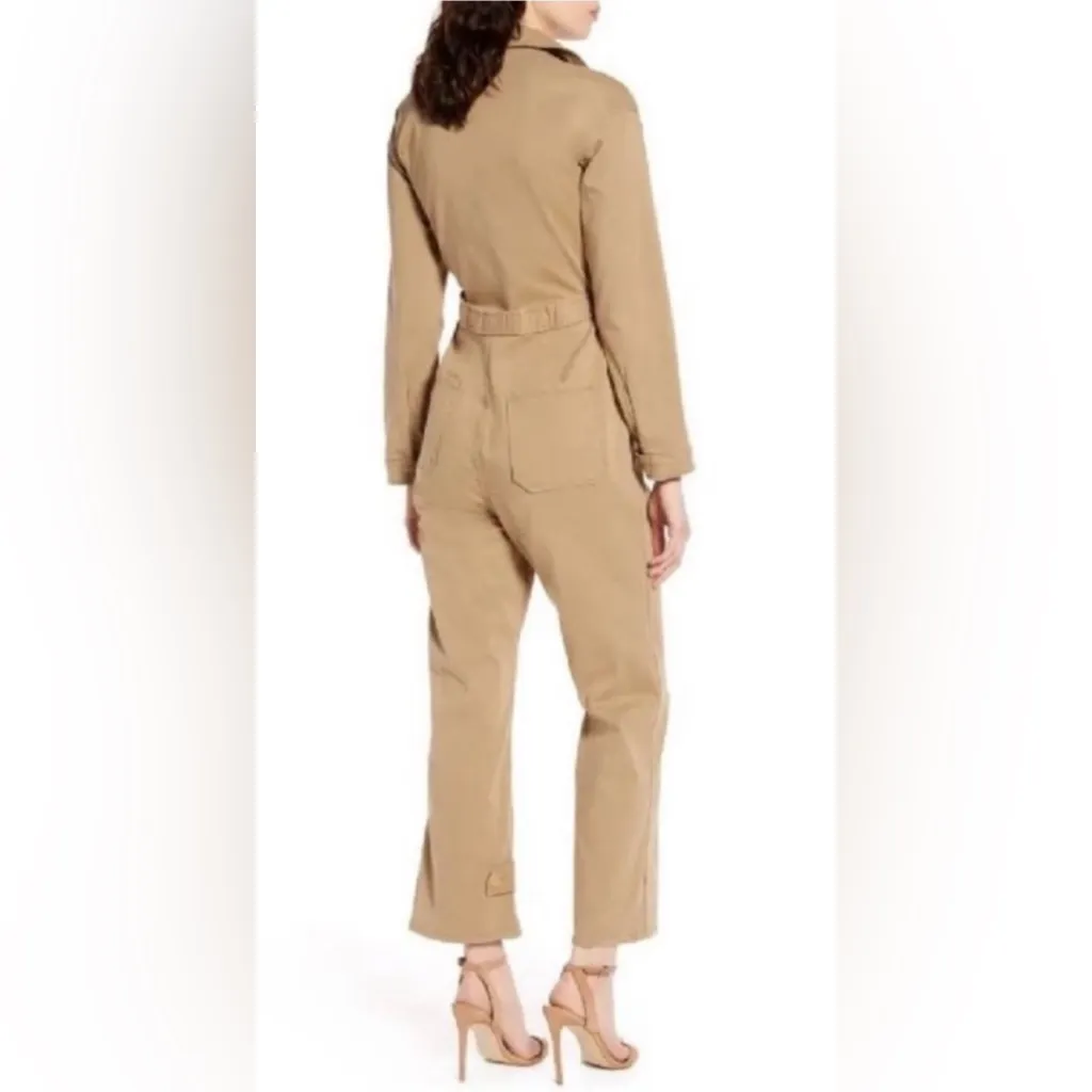 Good American The On Duty Belted Jumpsuit Khaki
with Pockets Sz 3/ sz 10-12 NWOT - Image 9