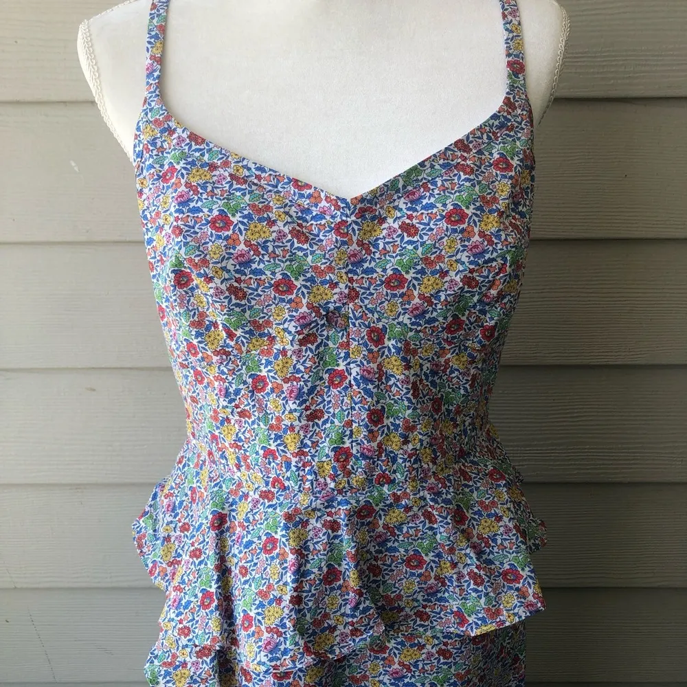 RARE J. Crew Liberty Fabric Floral Cotton Ruffle Dress Y19 - Image 6