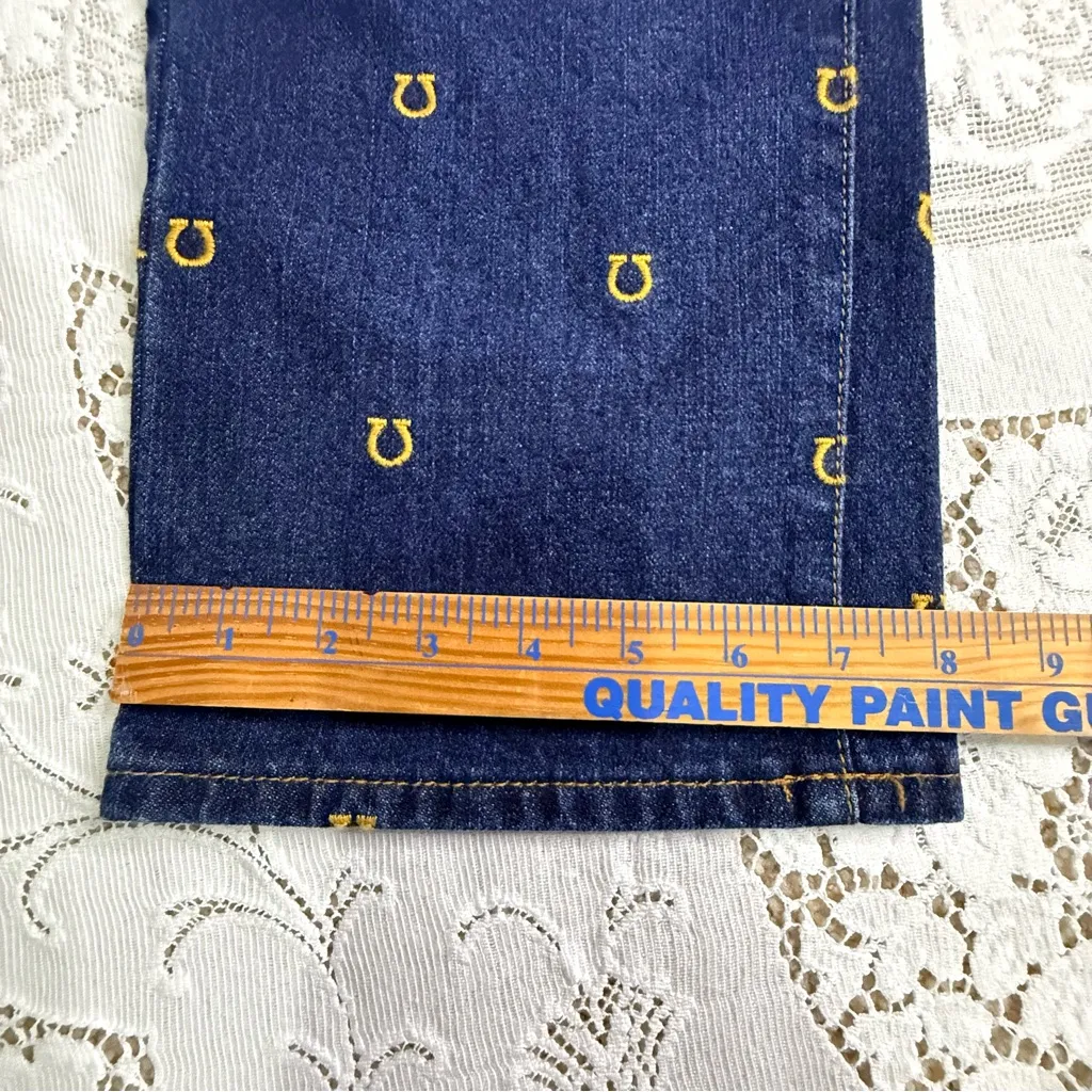 BDG High Waist Baggy Horseshoe Embroidered Dark Wash Cowboy Jeans size 27 - Image 16