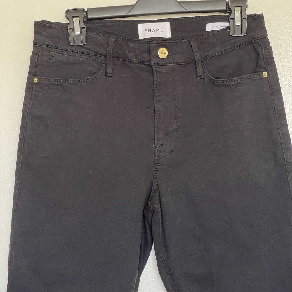 Womens Jeans Denim Size 30 High Rise Slim Straight Black Relaxed Ankle - Image 6