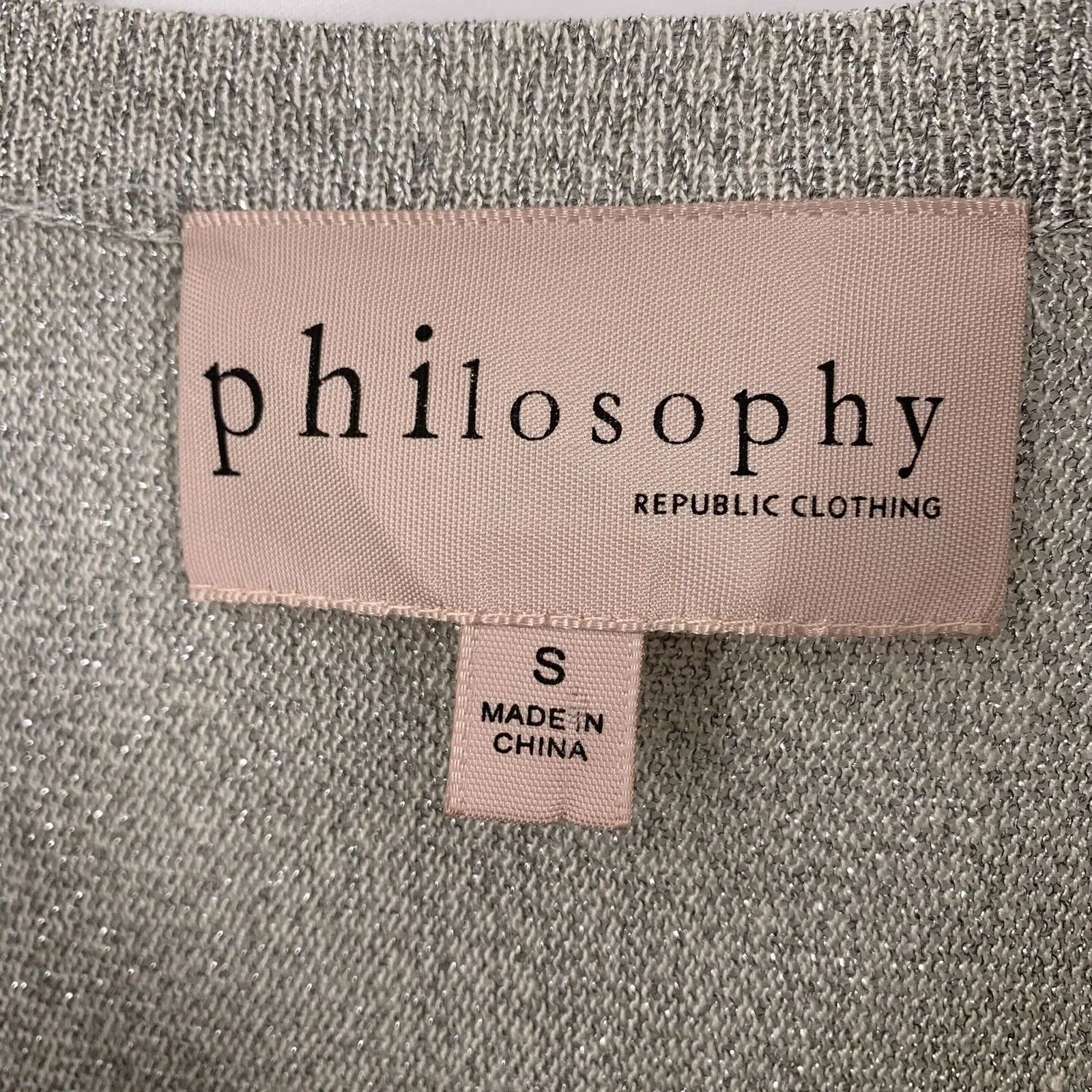 Philosophy Silver Peplum Scoop Neck‎ Metallic Top S - Image 4