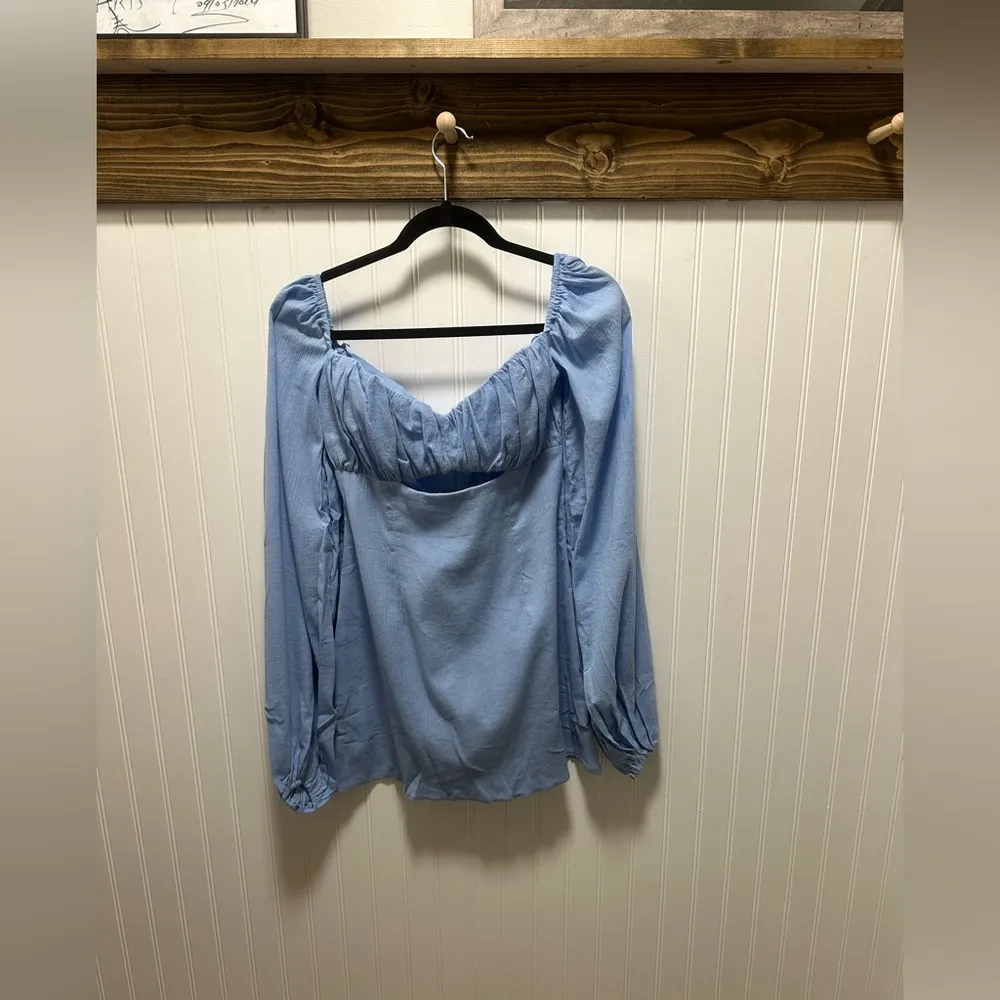 NWT Revolve Rumer Camille Blue Cotton Cut Out Mini Dress Sz Xs Resortwear Cabo - Image 3