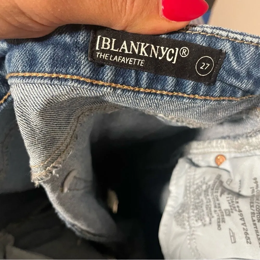 Blank NYC The Lafayette Jeans High Rise Wide Flare Straight Distressed- Size 27 - Image 8