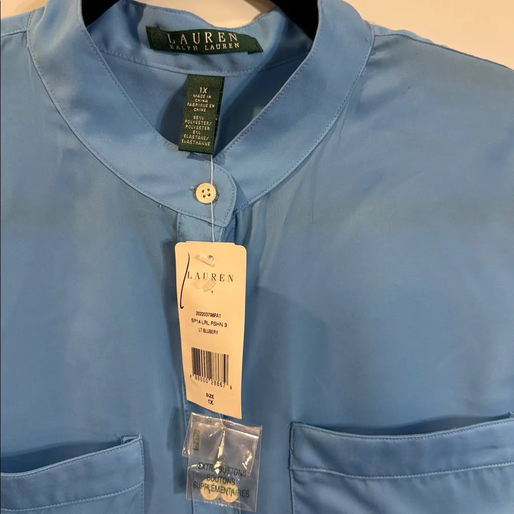 lauren ralph lauren light blueberry blouse 1X NWT - Image 2
