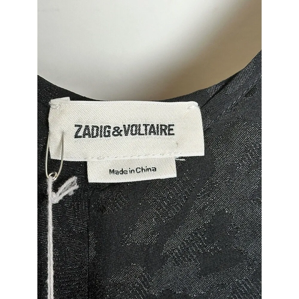 Zadig & Voltaire  Reen Jac Leo 100% Silk Black Midi Slip Dress NWT MSRP $578 - Image 5