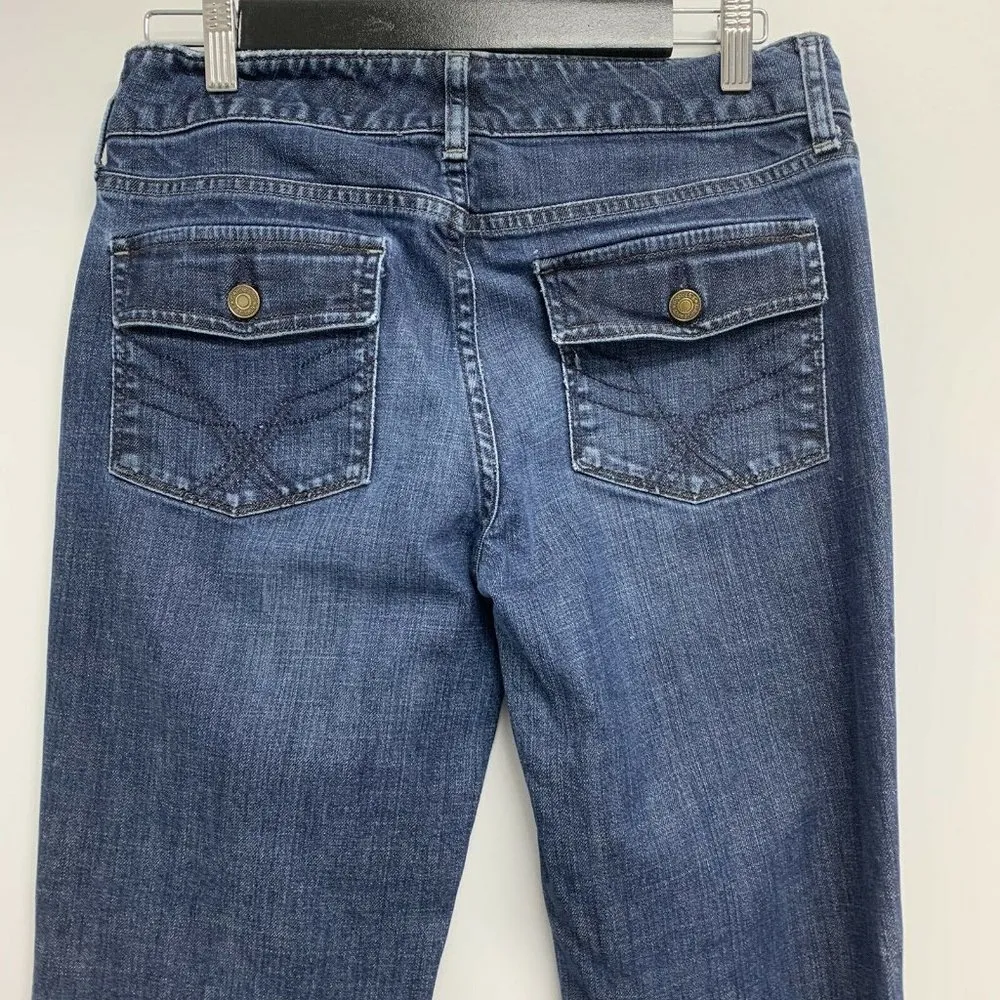 Gap Womens Curvy Blue Jeans Size 8 XL Bowery Raw Hem Dark Wash Denim Inseam 31" - Image 5