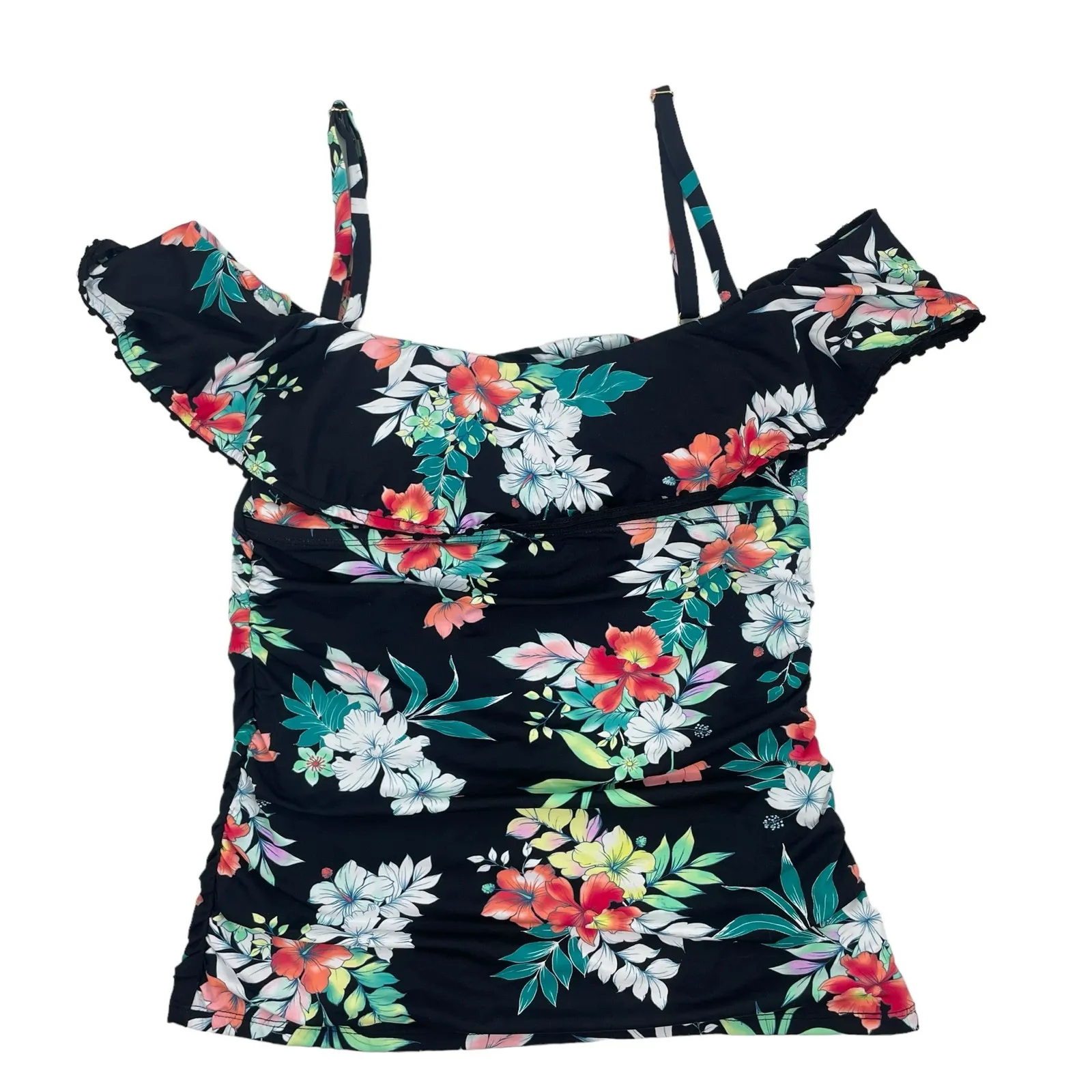 Tommy Bahama Floral Springs Flounce Tankini Top Swim Size XS - Image 4