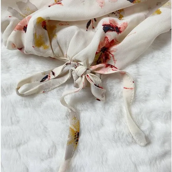 En Creme flowy boho balloon sleeve peasant blouse‎ Pink - Image 5