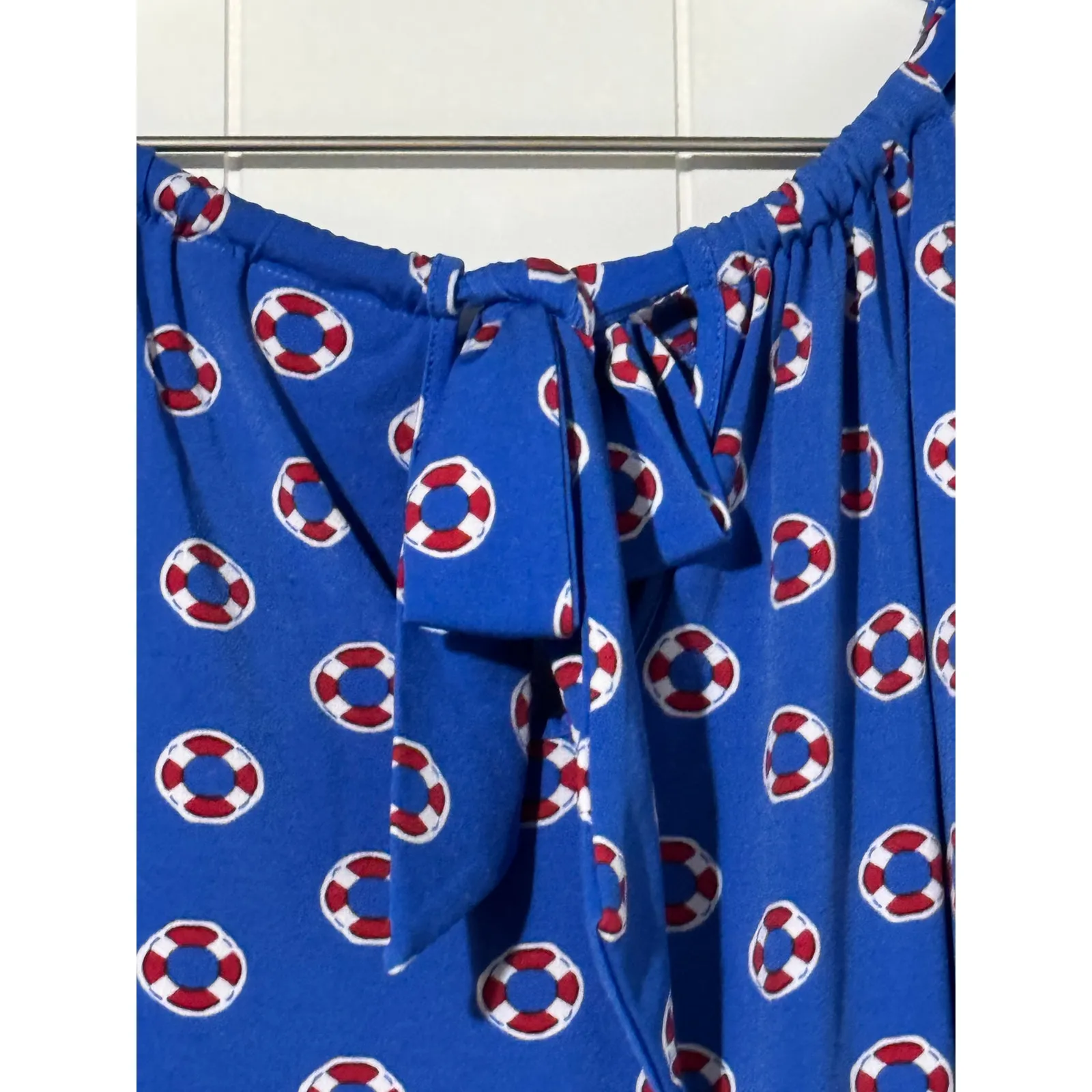 Cynthia Rowley Sleeveless Tank Blue with Nautical Print Size Large - Image 3