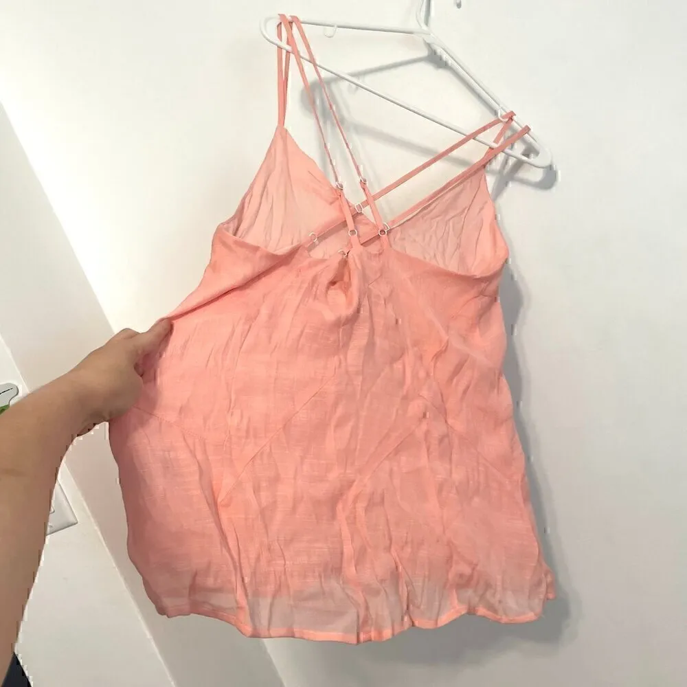 NEW NWT RED BY BKE BUCKLE Strappy Woven Tank Top Solid Pink V-Neck Sleeveless M - Image 11