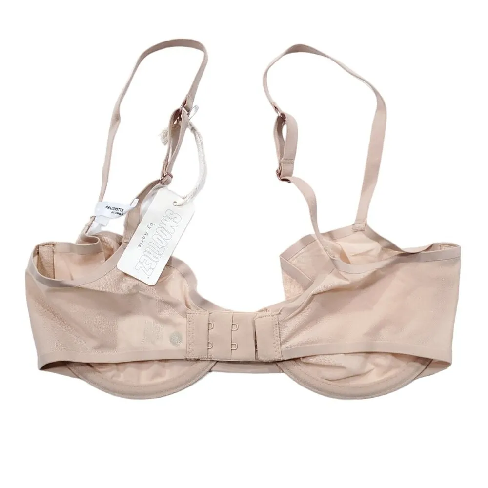 Smoothez Mesh Unlined Balconette Bra Tan Beige Nude Size 32D Underwire - Image 3
