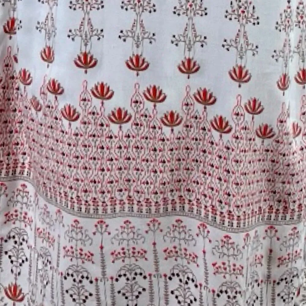 Lapogee Shift Dress Sleeveless Boho Cream Red Print Women’s Size Medium Size L - Image 10