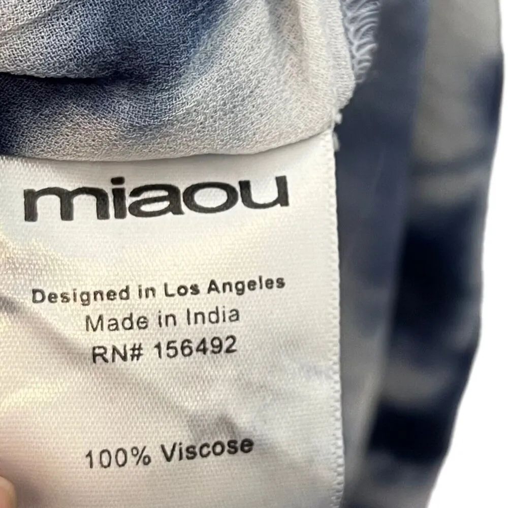 Miaou Indigo Vanessa Dress Indigo Tie Dye Asymmetrical Dress Long Sleeves Sz XS Blue - Image 10