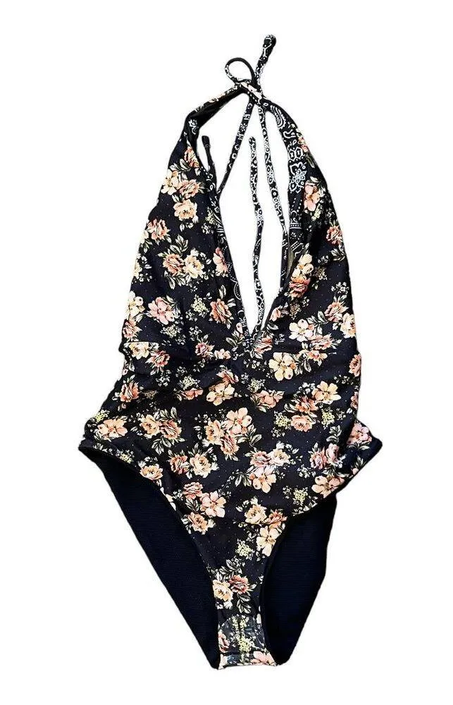 MAAJI Black Bandana Rainbow Plunge Neck Reversible One-Piece Swimsuit (M) - Image 6