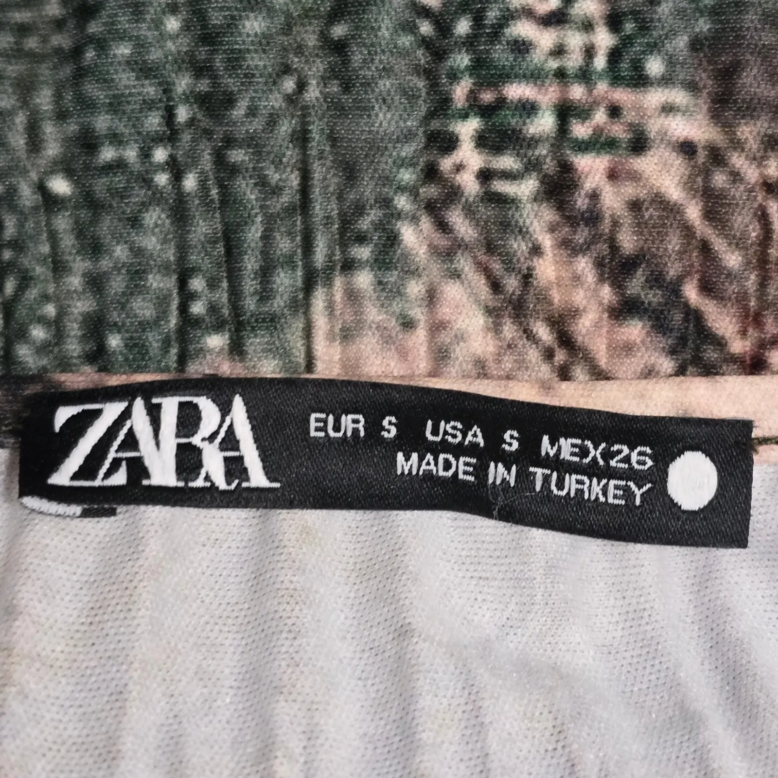 ZARA Green & Orange Abstract Print Plisse Pleated Wrap Blouse Top Women Size S - Image 6