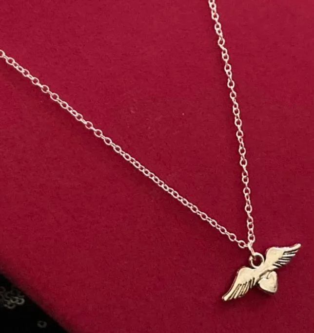 Sterling Silver Guardian Angel Wings Necklace 925 Jewelry Catholic Christian NEW - Image 10