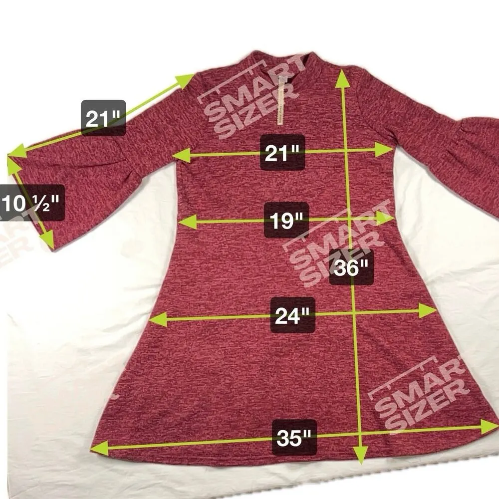 Uncle Frank Rust Red Mock Neck Bell Sleeve Dress Size L - Image 5