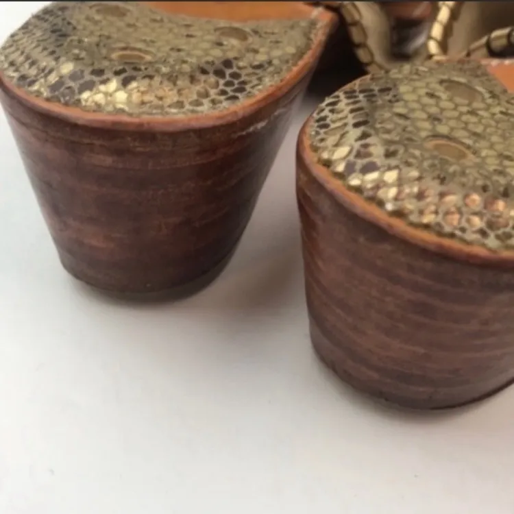 Jack Rogers Size 7 Leather‎ Wooden Wedge Sandal - Image 8