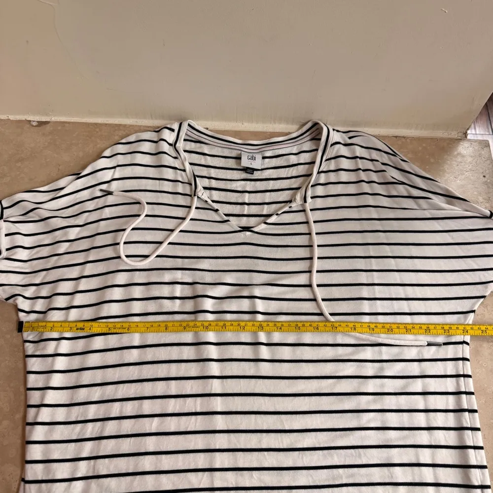 CAbi Relax Game Day Striped Knit Long Sleeve Tie Neck Sweatshirt Womens Size L - Image 9