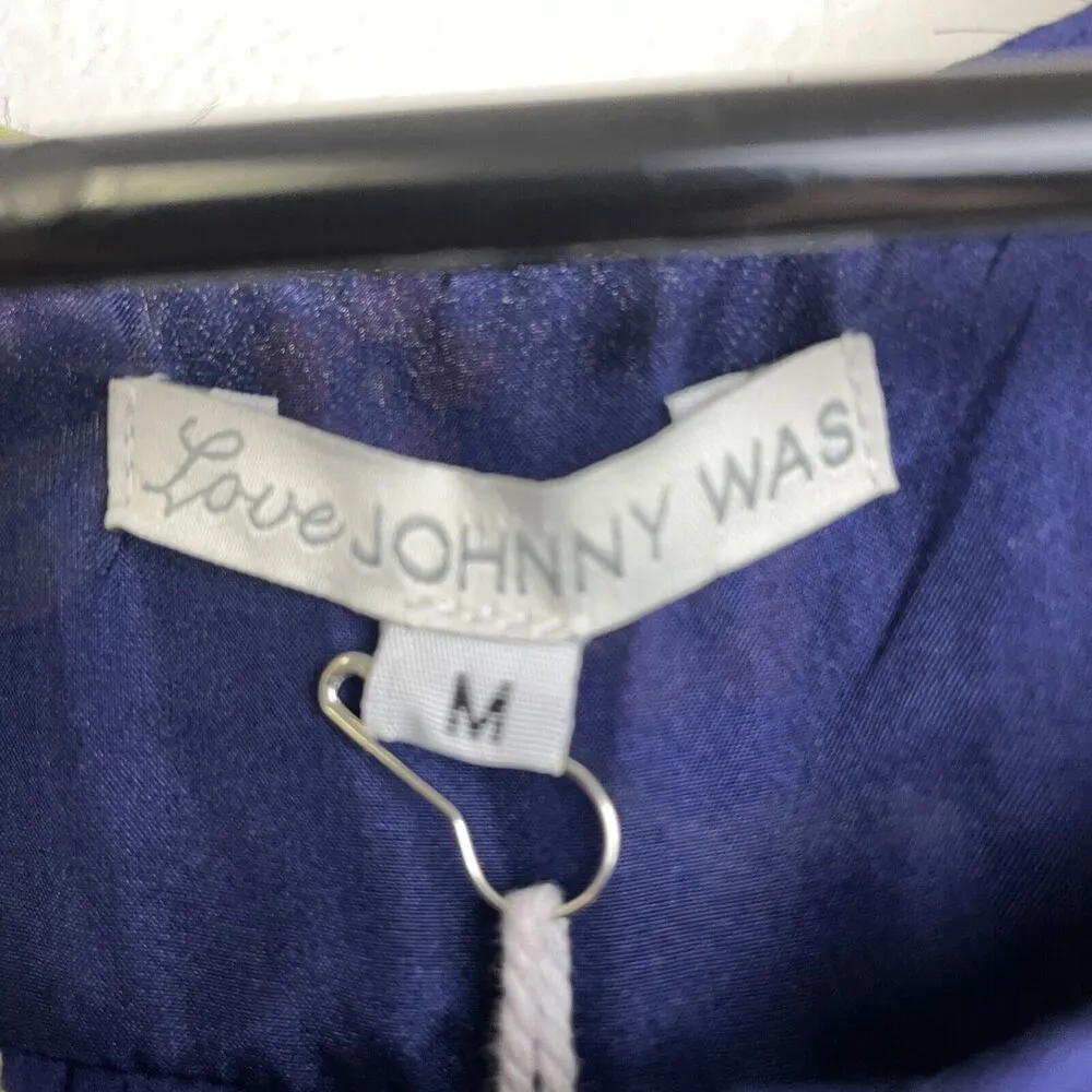 Love Johnny Was Silk Dress Medium Blue Floral Tassels Sheer Flowers In The Wind - Image 11