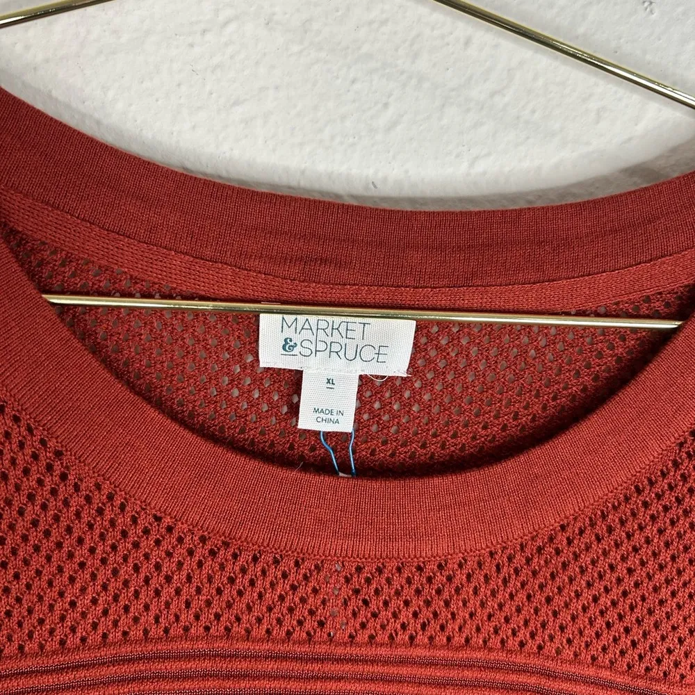 Market Spruce Rust Red Knit Sweater XL Lightweight Stretch Pullover Casual Cozy - Image 4