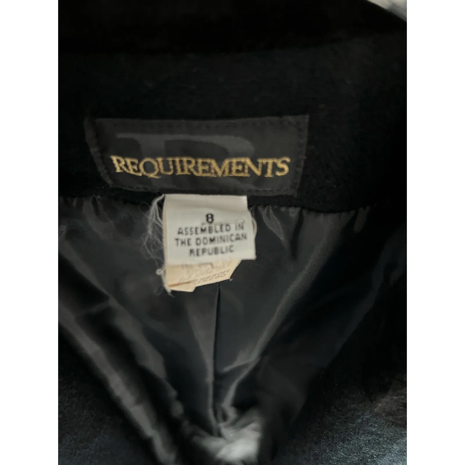 Vintage Requirements Black Wool Blazer Velvet Collar Small Dramatic Minimalist - Image 4