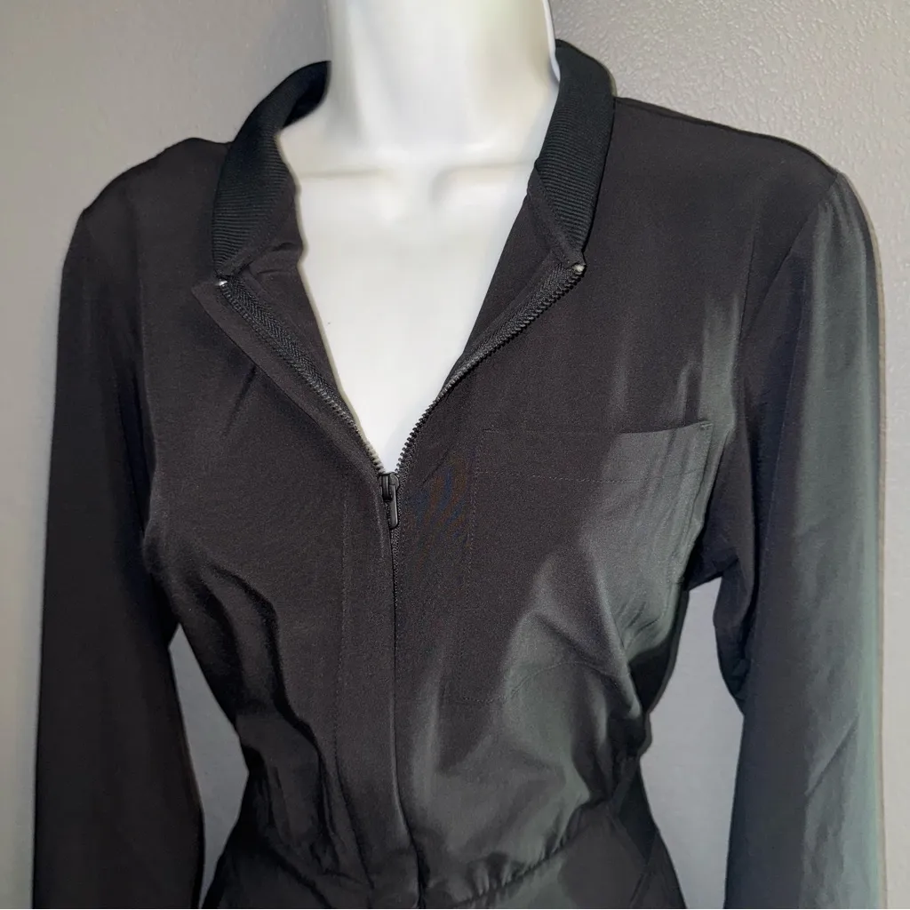 Athleta Black Long Sleeve Athletic Athleisure Jumpsuit Womens Small 4 - Image 6