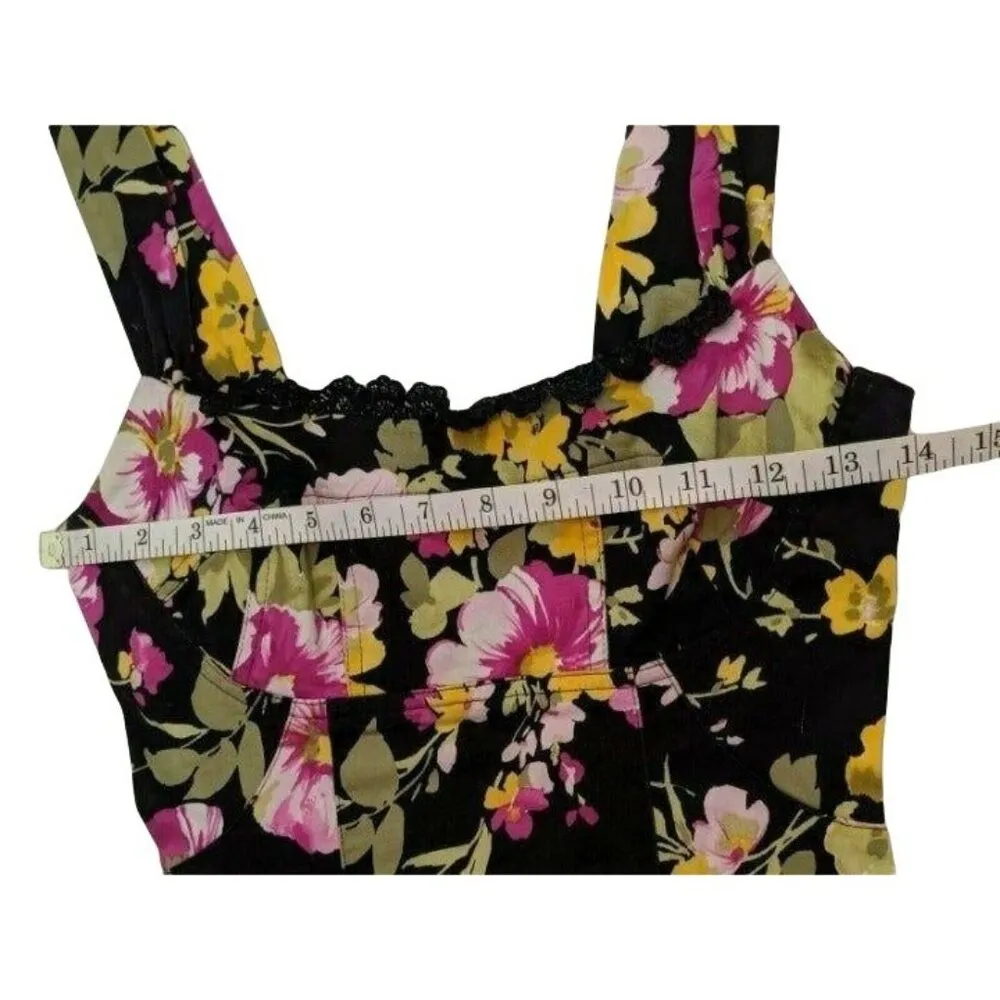 Floral Sundress With Lace Trim & Wide Straps - Image 3