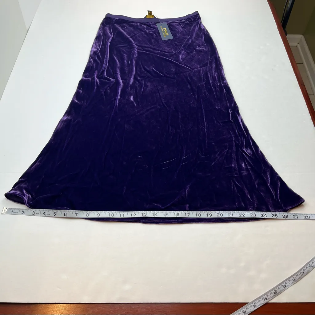 Polo Ralph Lauren Purple Velvet Womens 6 Midi to Maxi Skirt‎ Pull-On NEW *FLAW - Image 11