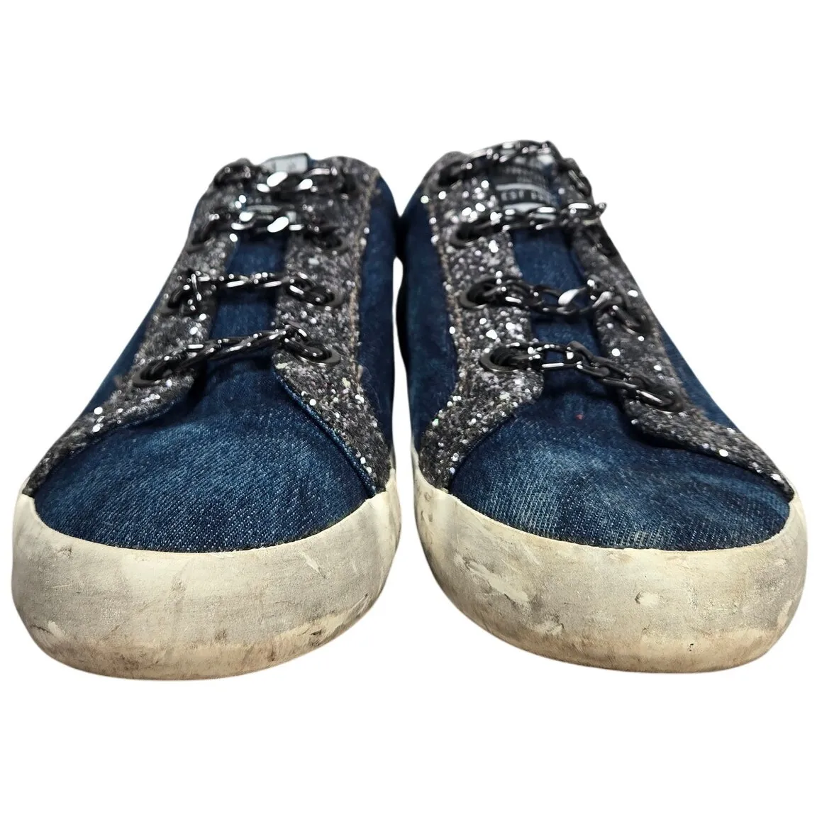 Vintage Havana Yves Washed Denim Sneakers Slip On‎ Sparkle Sneakers Chain 10 - Image 6
