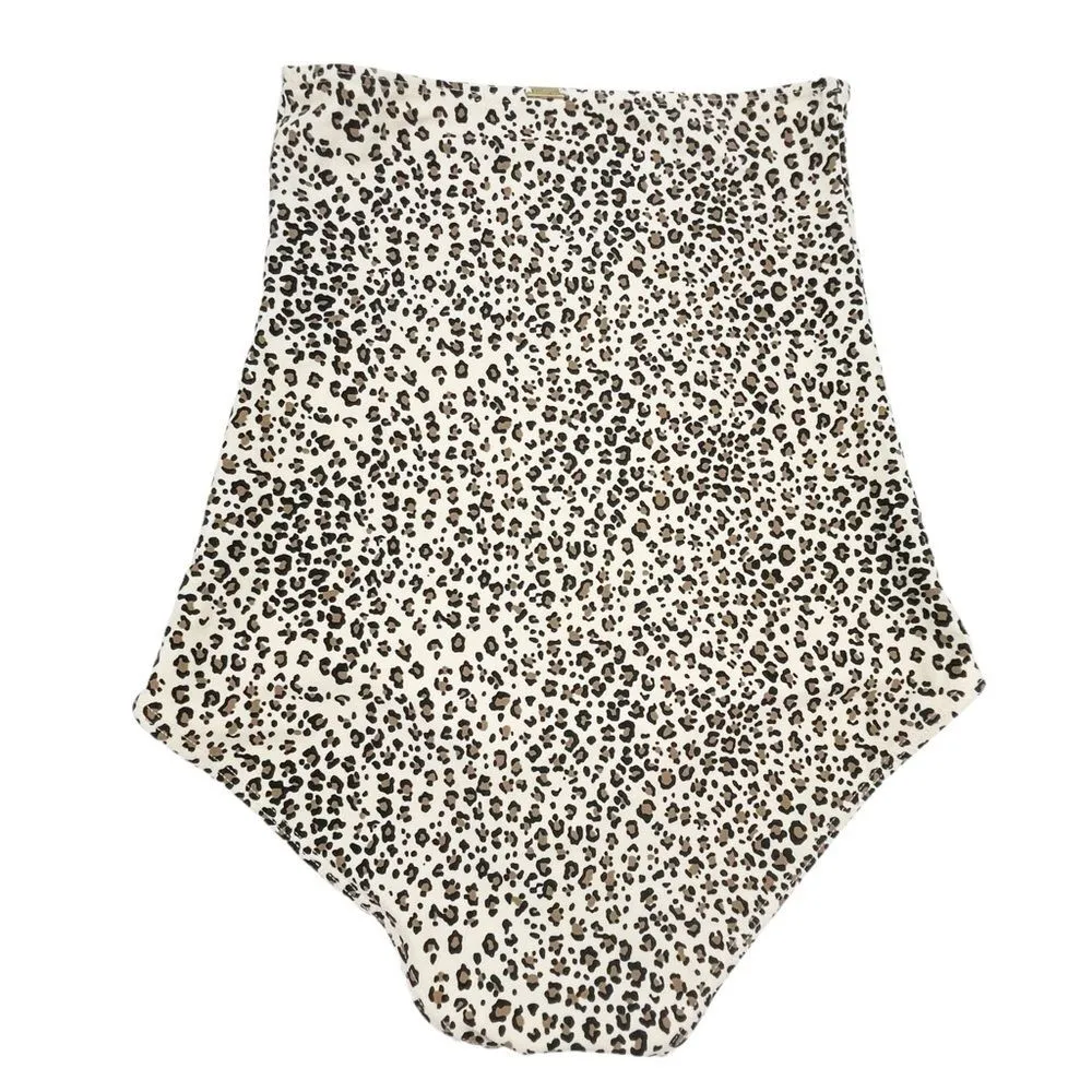 June Loop Ultra High Waist Swim Bottoms in Leopard Print Beige Black Size Small - Image 2