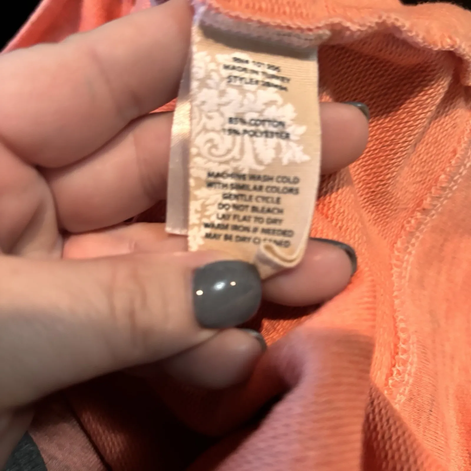 Soft Surroundings Hooded Sweatshirt Pink Gray Heather Long Sleeve Pockets Small - Image 7