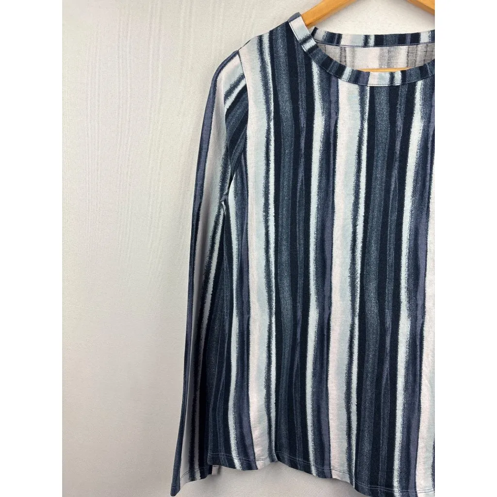 AnyBody Womens Cozy Knit Striped Long Sleeve Top XS Blue - Image 2
