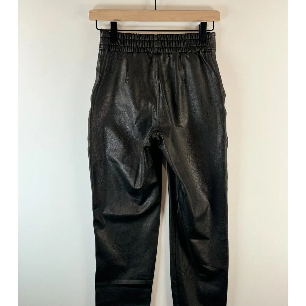 Spanx Womens Pants Black Leather Like Jogger Pull On Stretch Casual Size XS - Image 7
