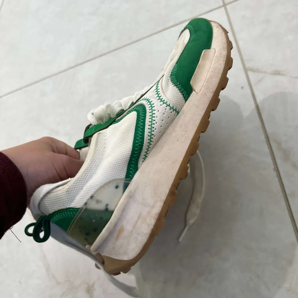 ZARA White & Green Combo Sneakers Size 36 EU - Image 5