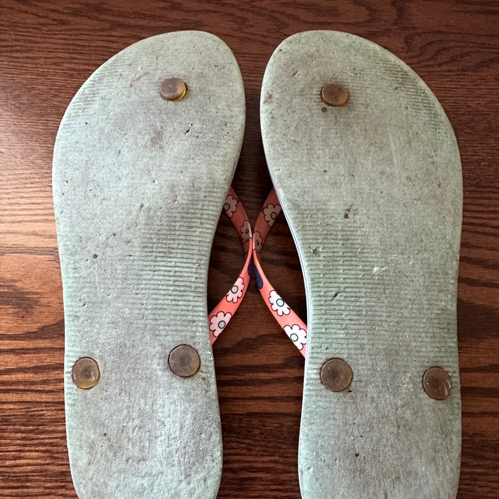 Vera Bradley Coral Teal Whale Floral Paisley Flip Flops Women’s Size 7/8 - Image 6