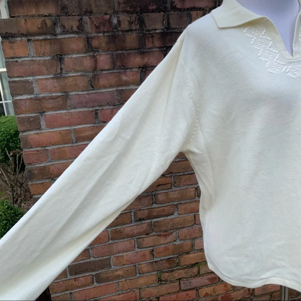 Vintage Cream PARISIAN Works Acrylic Embroidered Sweater Y2K 90s - Image 3