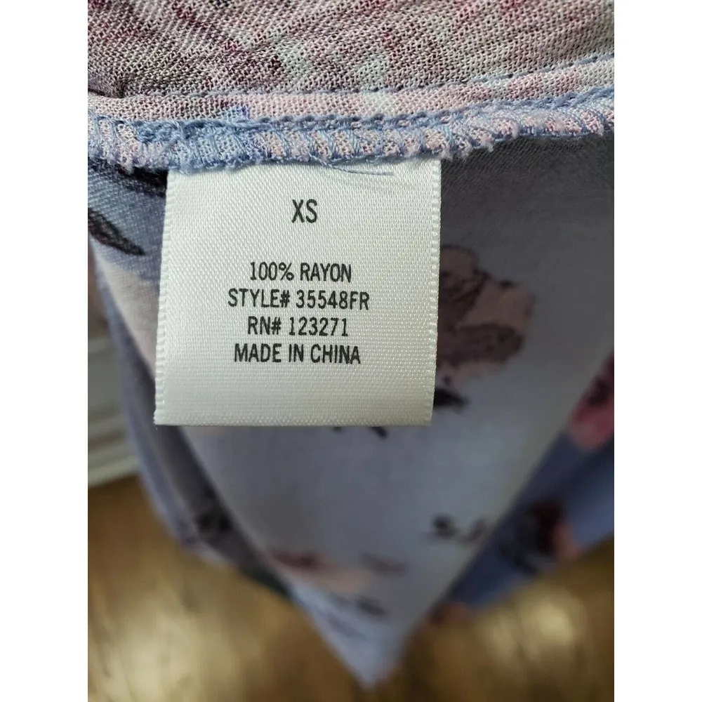 Miami Women's Blue Floral 100% Rayon V-Neck Half Sleeve Romper Dress XS - Image 10