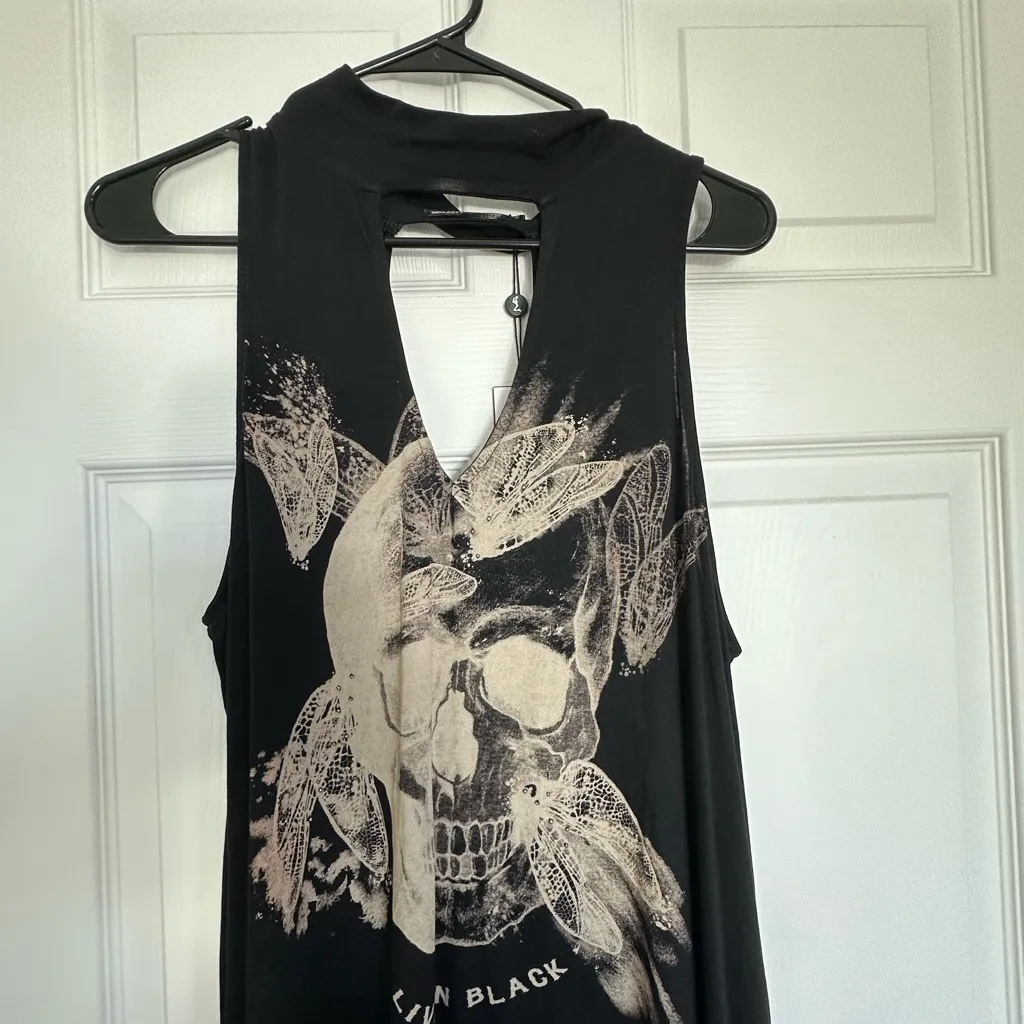 Religion Black  Sleeveless Skull Graphic Tunic Top - Image 8