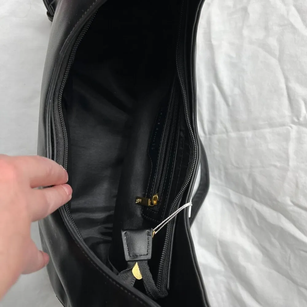 Melie Bianco Vegan Leather Black Danni Large Convertible Hobo Bag - Image 10