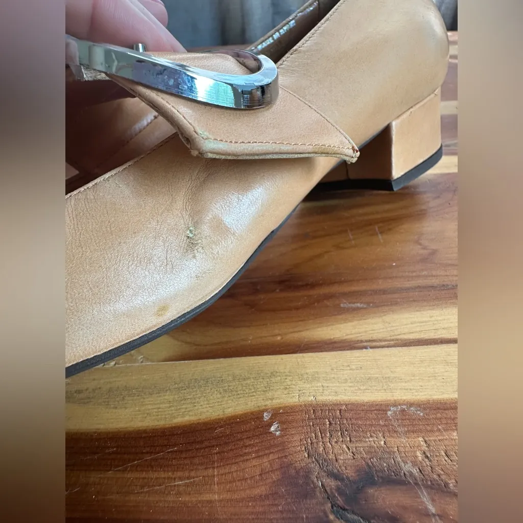 Vintage 1960s 1970s Sro D’Miguel “Roxy” Mod Buckle Mary Janes Shoes Tan Size 7 - Image 12