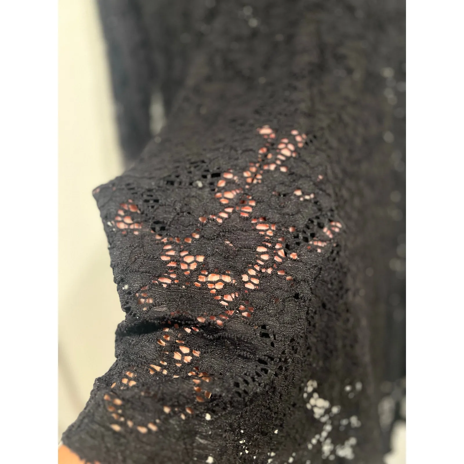 Women’s Vintage Havana Boho Lace Sheer Dress Coverup L Goth Emo - Image 5